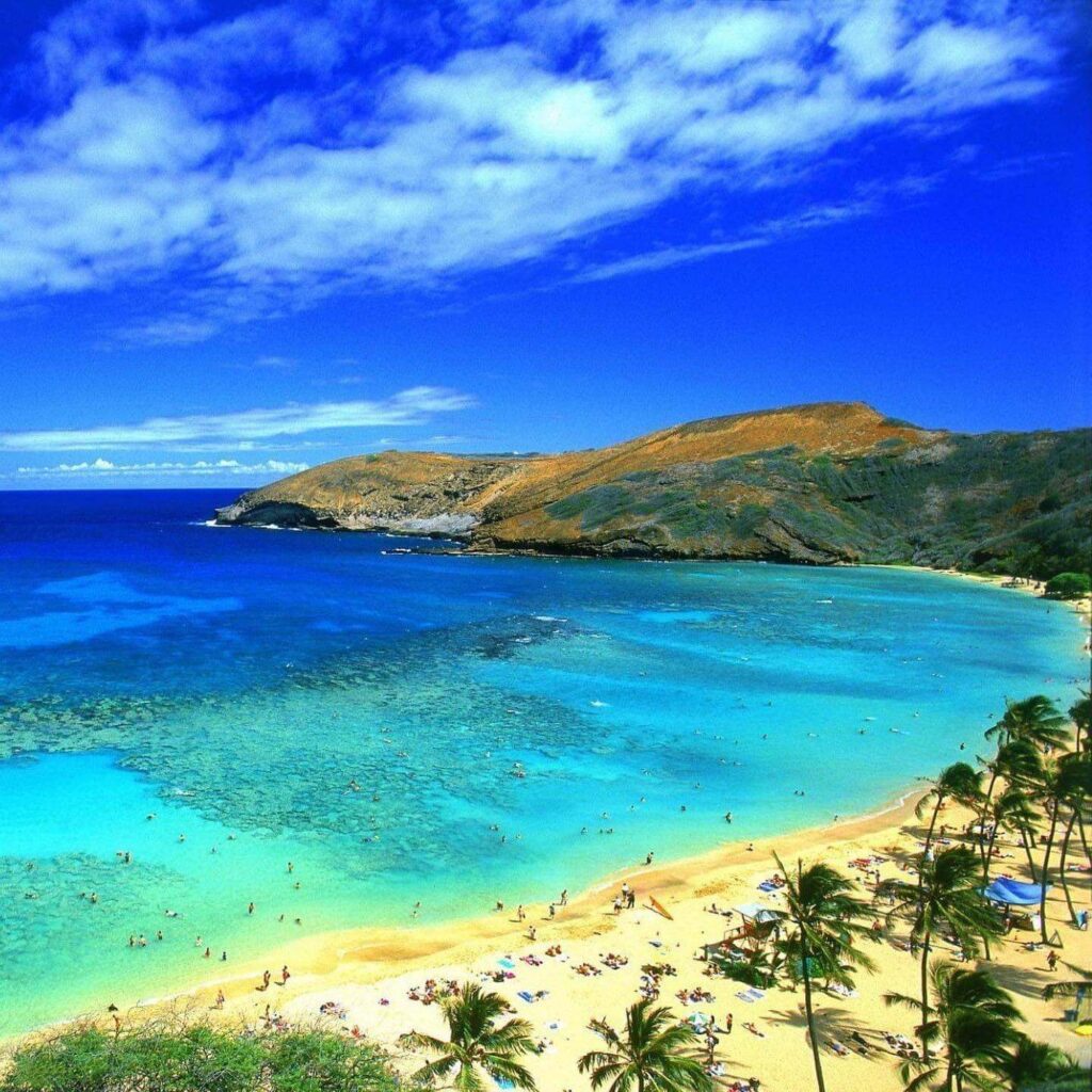 Aerial view of the sunny Kona Coast on the Big Island of Hawaii