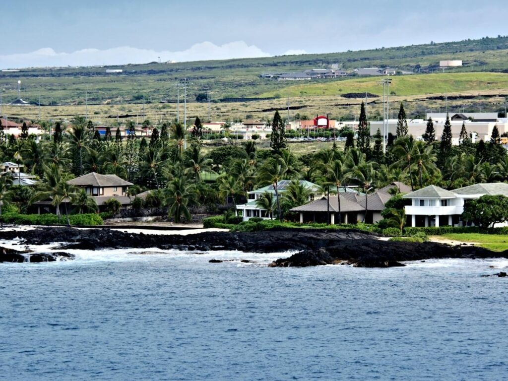 Oceanfront resort and coastline views in Kona on Hawaii's Big Island