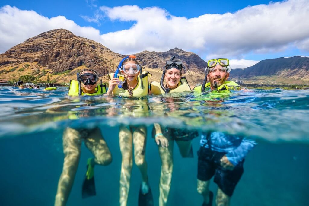 People snorkeling in Lawai