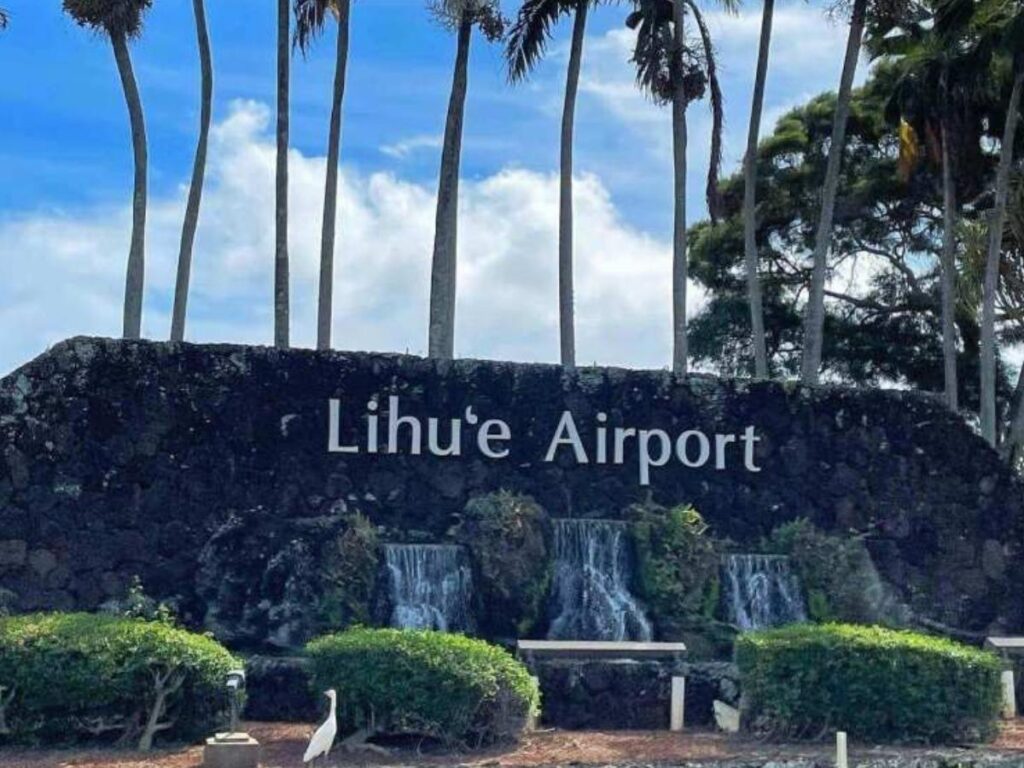 Lihue Airport arrival area on the island of Kauai Hawaii