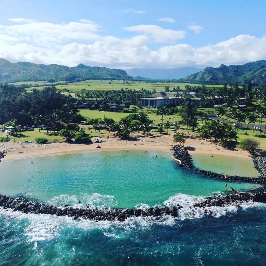 Protected swimming area at Lydgate Beach Park on Kauai
