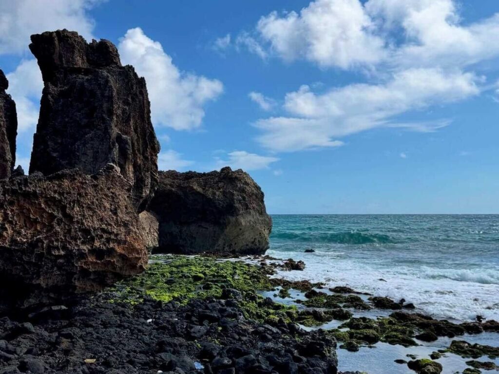 Coastal cliffs and ocean views along Maha'ulepu Heritage Trail in Kauai