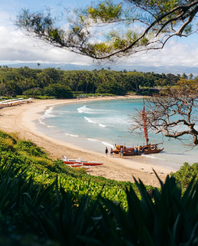 Mauna Kea Beach with golden sand and clear blue water