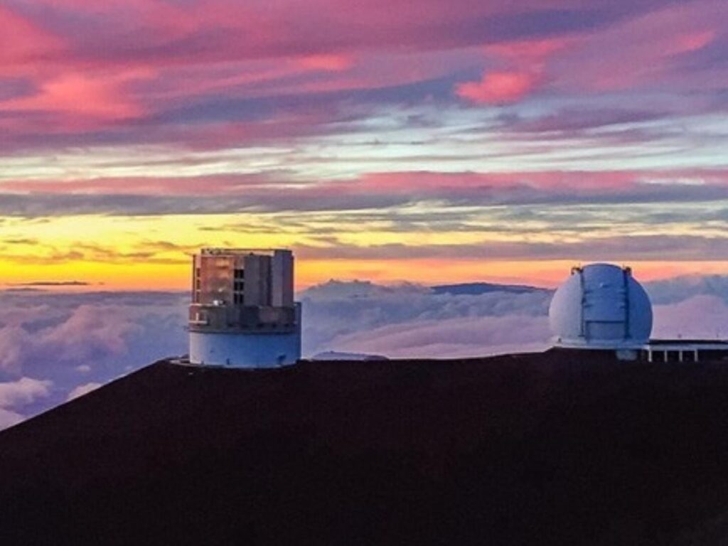 Astronomical observatories near the summit of Mauna Kea on the Big Island