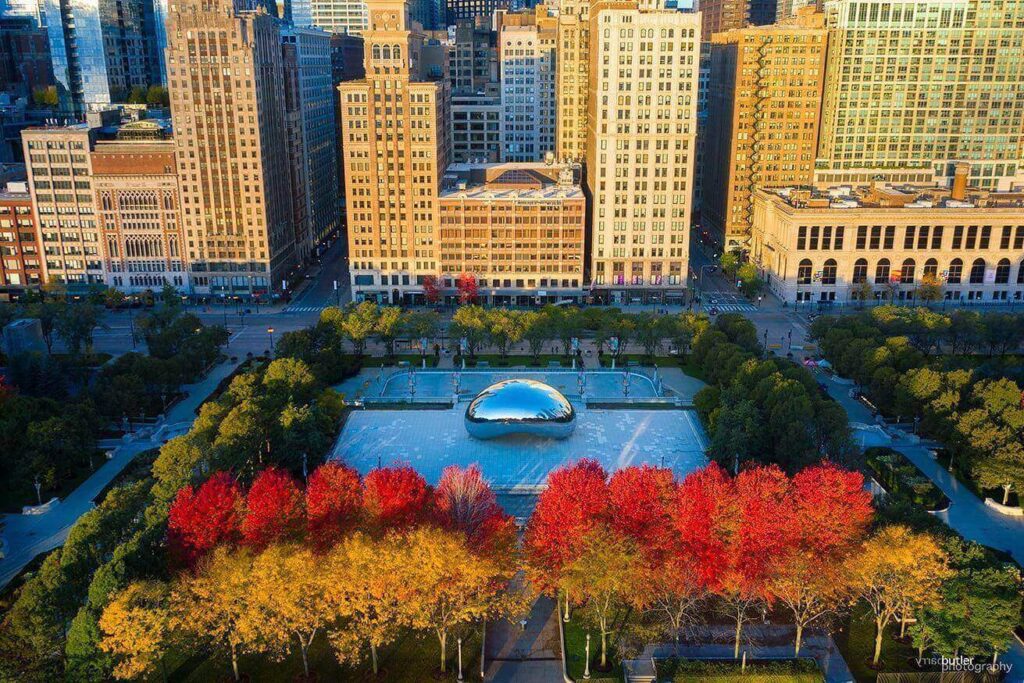 Cloud Gate in Millennium Park during a peaceful early morning