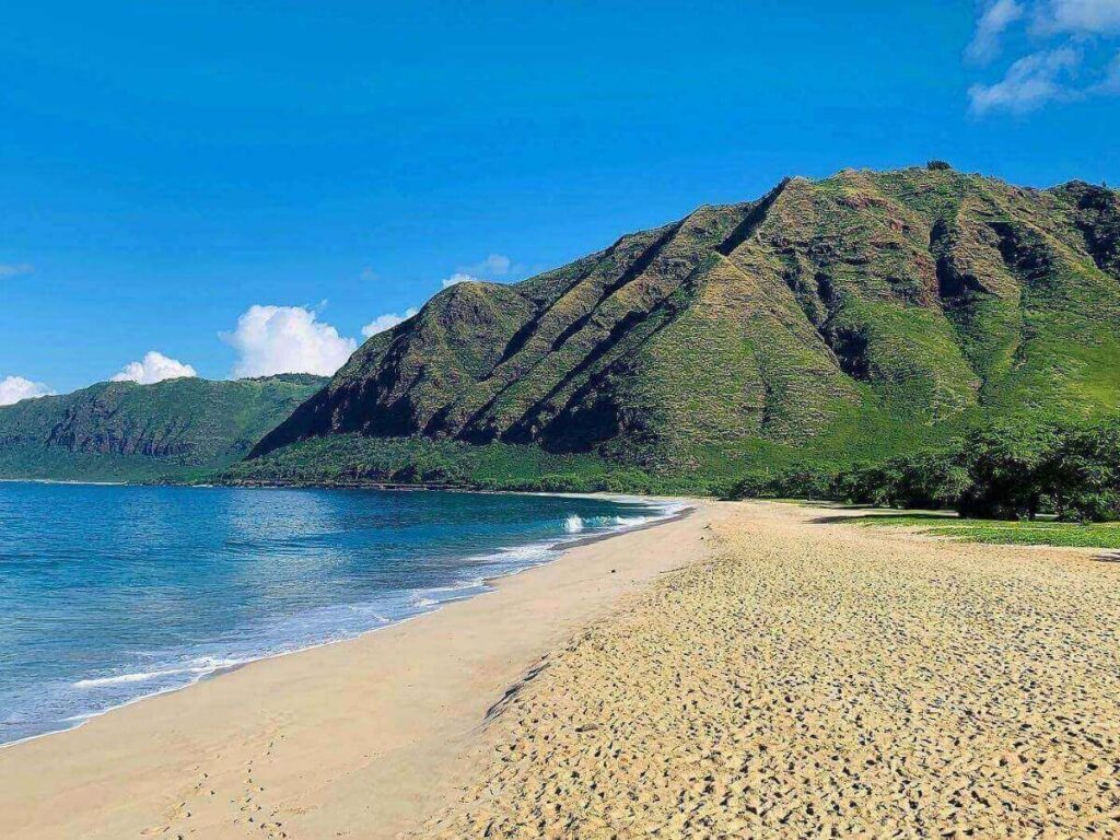 Calm morning view of Molokai coastline with soft light
