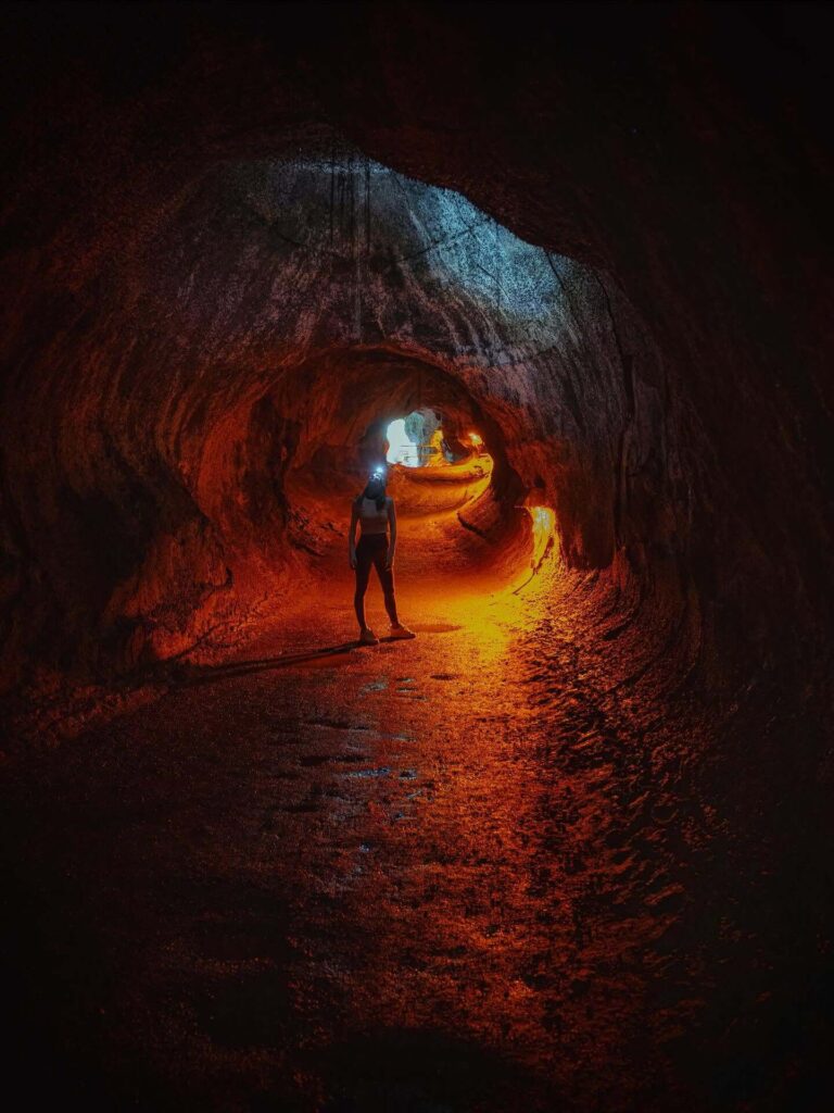 Interior of Nāhuku Thurston Lava Tube at Hawaii Volcanoes National Park