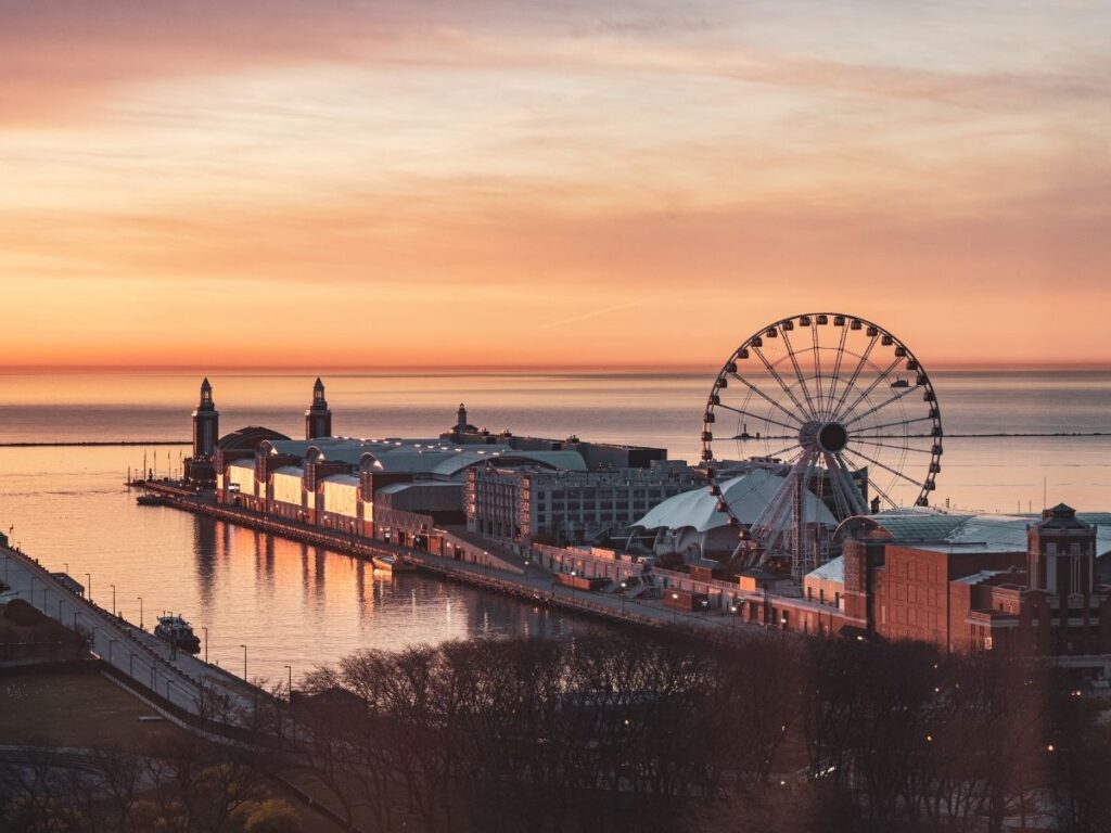 Navy Pier with Centennial Wheel in Chicago