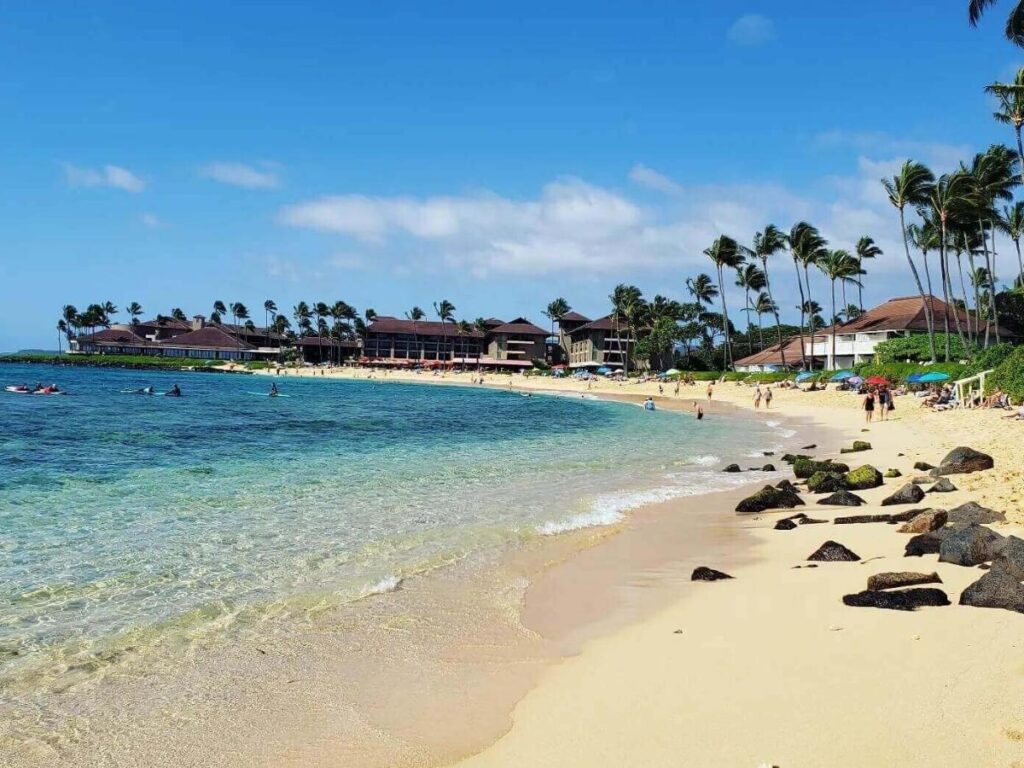 Wide sandy shoreline at Papohaku Beach on Molokai’s west side
