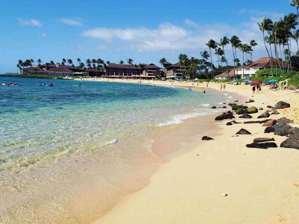Poipu Beach on the South Shore of Kauai Hawaii