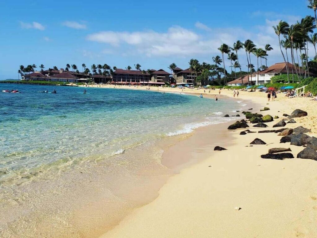 Resort area near Poipu Beach on Kauai South Shore