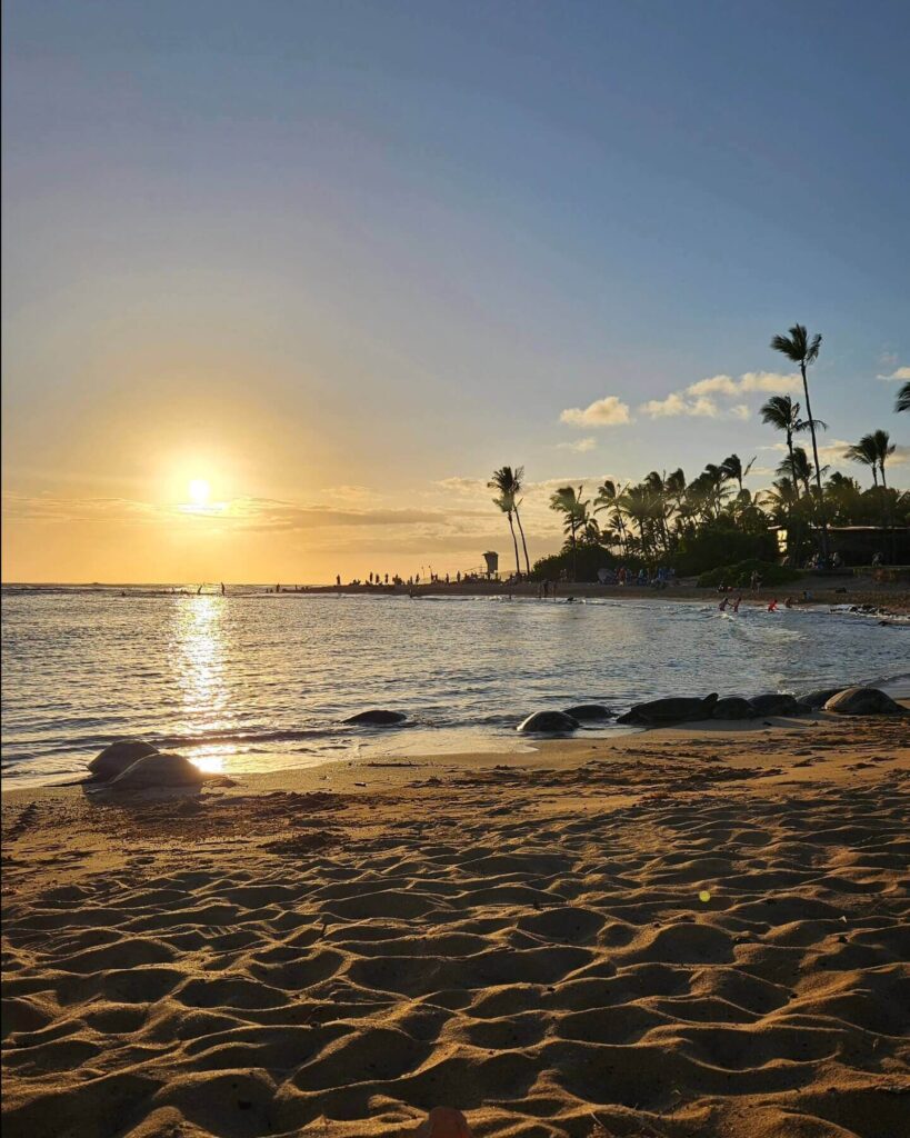 Sunny view of Poipu Beach on Kauai's South Shore