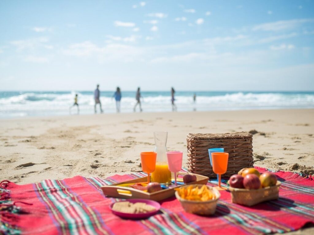 Beach picnic at Polihale State Park with ocean views
