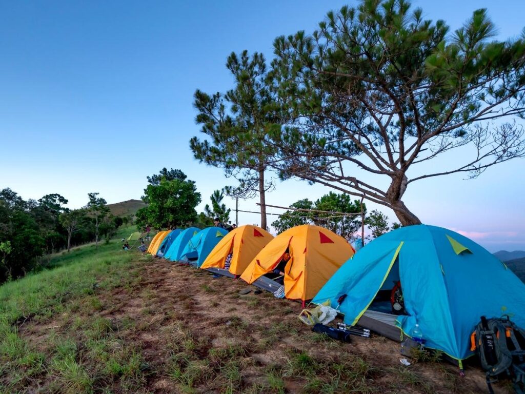 Basic campground facilities at Polihale State Park including picnic tables and restrooms