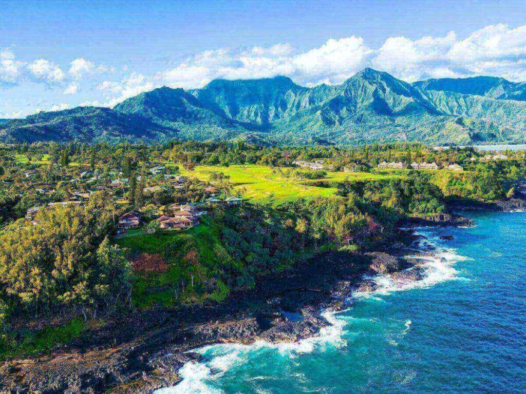 Cliffside view in Princeville on the North Shore of Kauai Hawaii