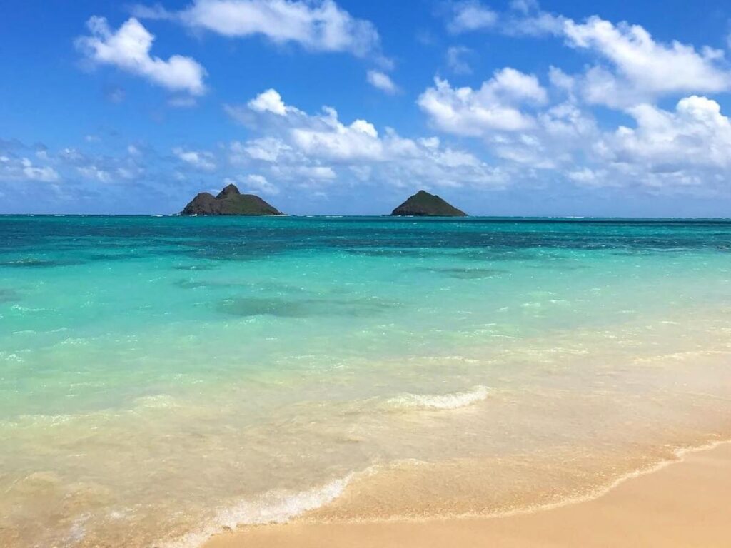 Quiet sandy beach on Lanai, Hawaii with no crowds