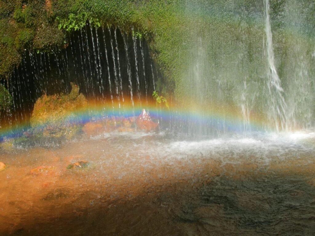 Rainbow Falls with a powerful water flow after heavy rain in Hilo