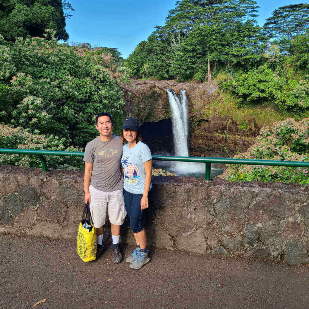 Paved viewing platform overlooking Rainbow Falls near Hilo