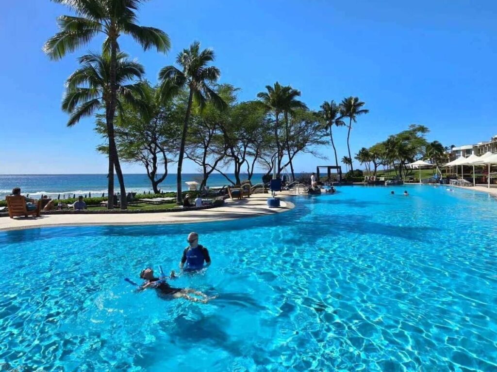 Snorkeling in clear reef water along the Kohala Coast near Waikoloa