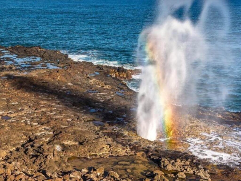 Spouting Horn blowhole on the South Shore of Kauai Hawaii