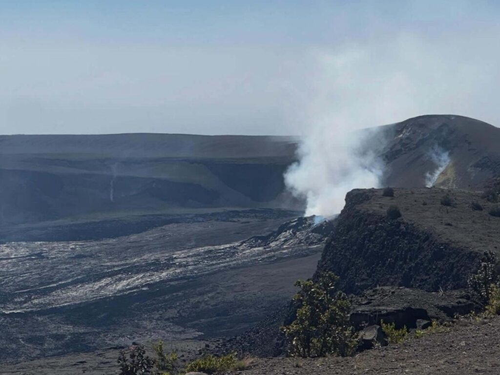Steam vents releasing volcanic gases in Hawaii Volcanoes National Park