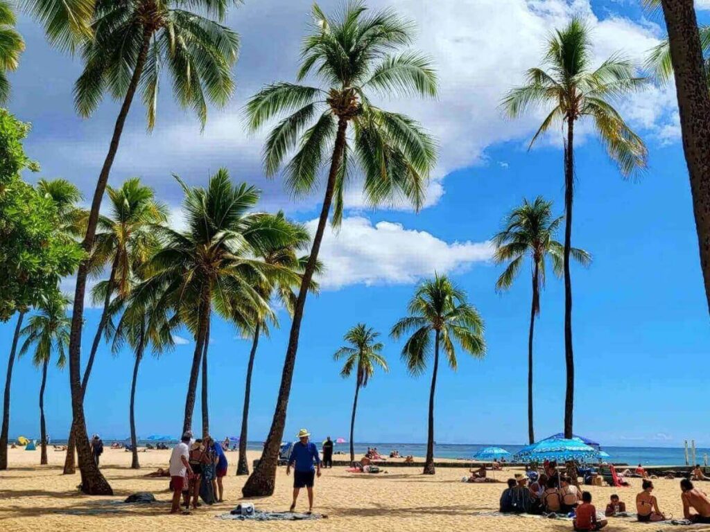 Waikiki Beach with Diamond Head in the background on a calm morning