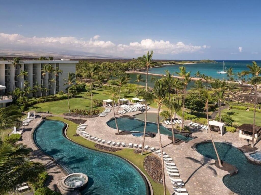 Oceanfront view of Waikoloa Beach Resort along the Kohala Coast