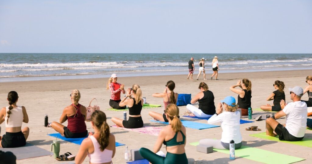 Yoga Class Near the Beach