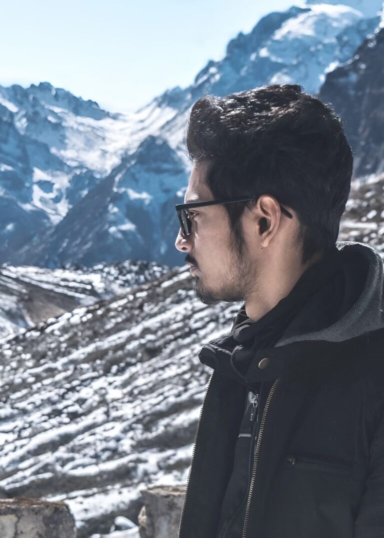 Sourav with mountains in the backdrop