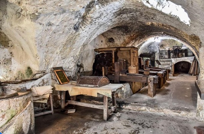 Traditional handmade paper drying at Amalfi Paper Museum