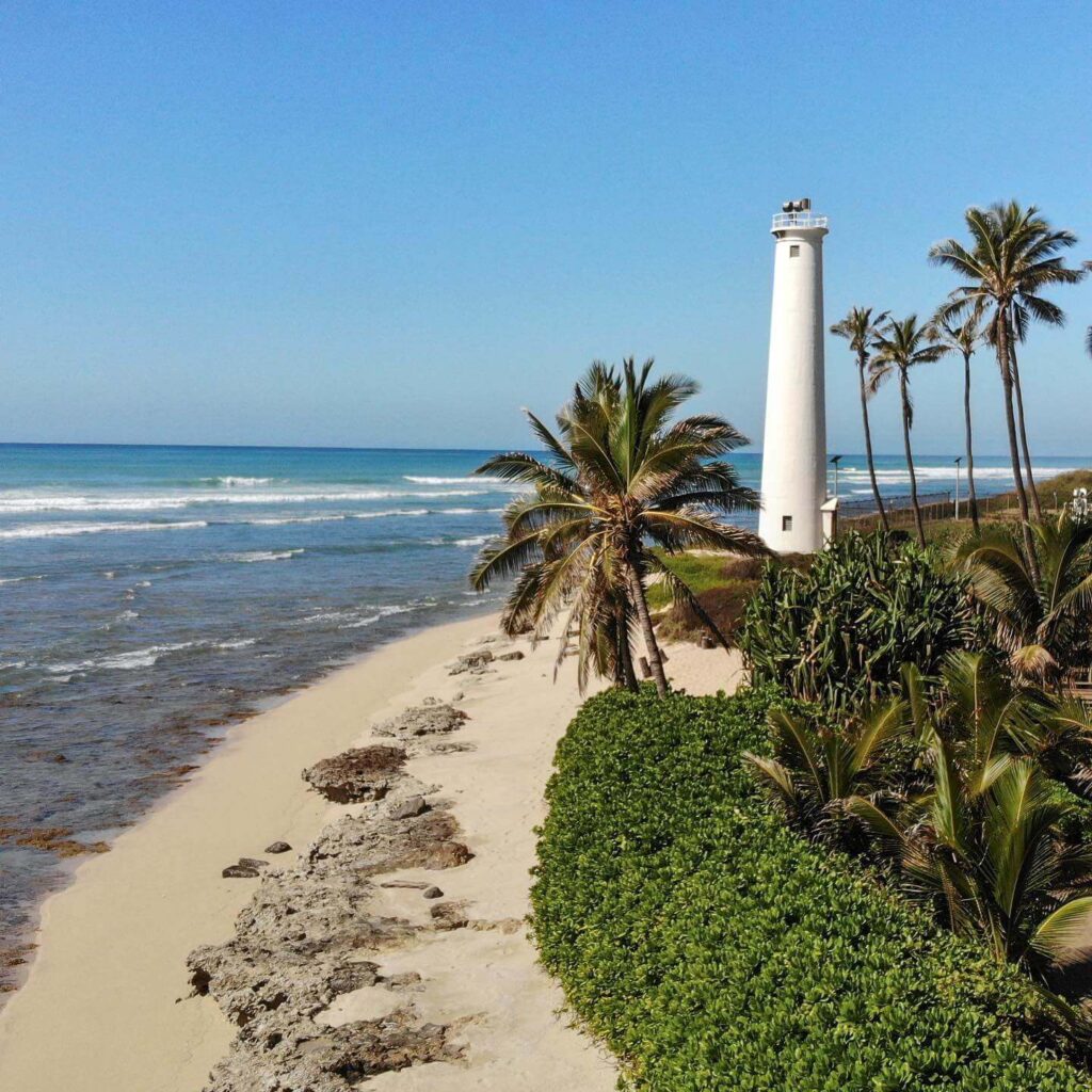 Barbers Point Lighthouse near Kapolei Oahu coastline