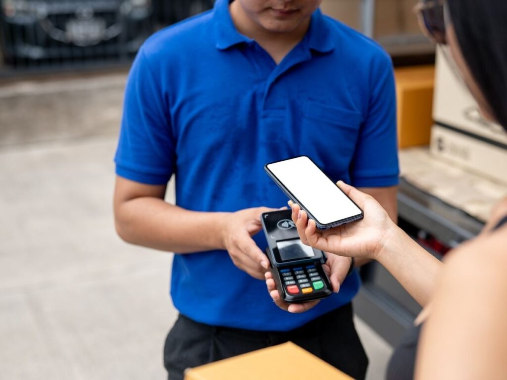 Phone tapping card reader in a bakery