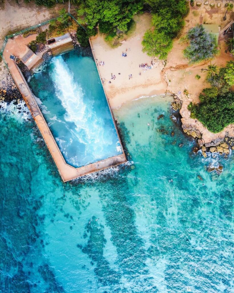 Clear water at Electric Beach in Oahu known for snorkeling