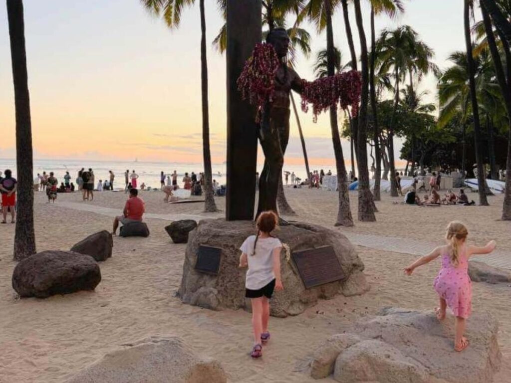 Family enjoying a calm day at Kailua Beach Park in Oahu