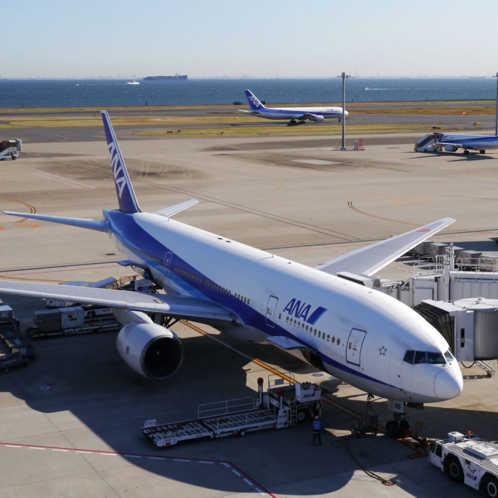 Flight standing near a runway