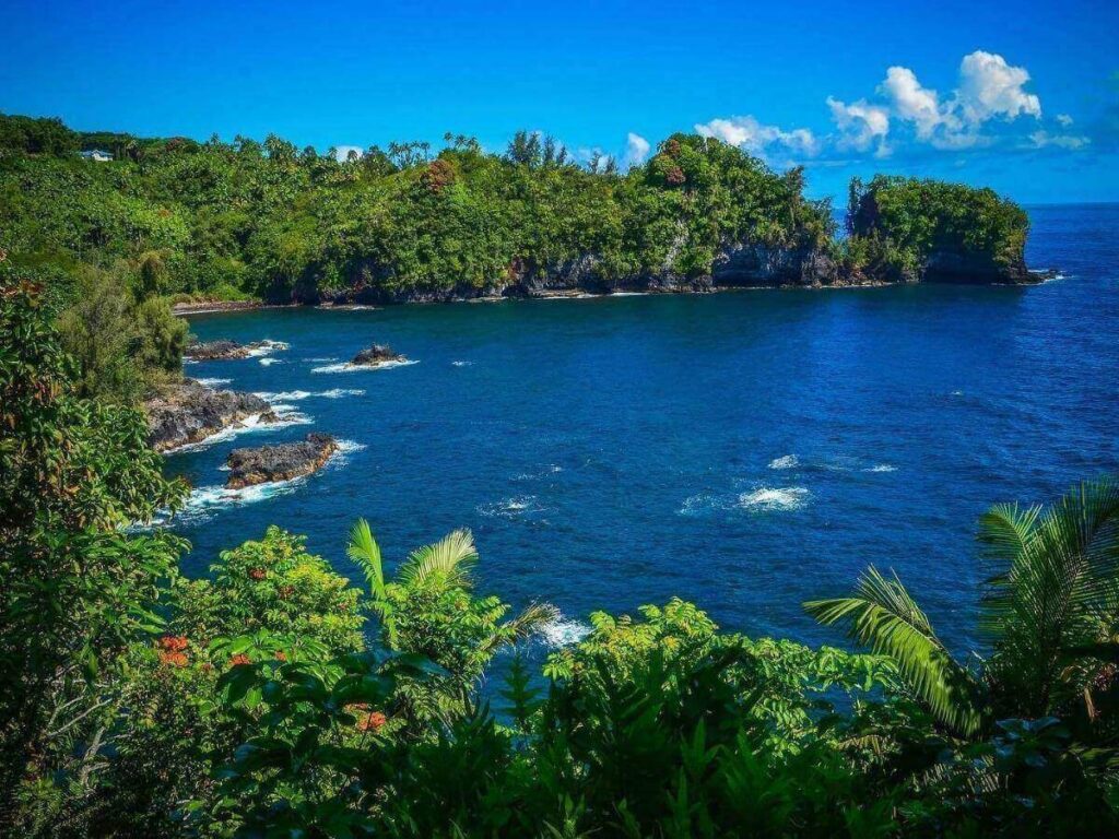 Scenic coastal road along the Hamakua Coast near Hilo on the Big Island