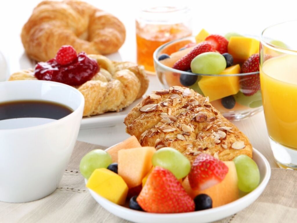 healthy snack laid out on a café table in Europe
