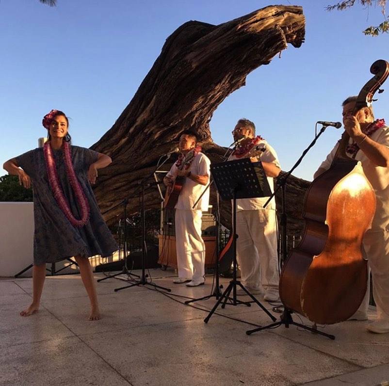 Traditional hula performance at House Without A Key during sunset in Waikiki