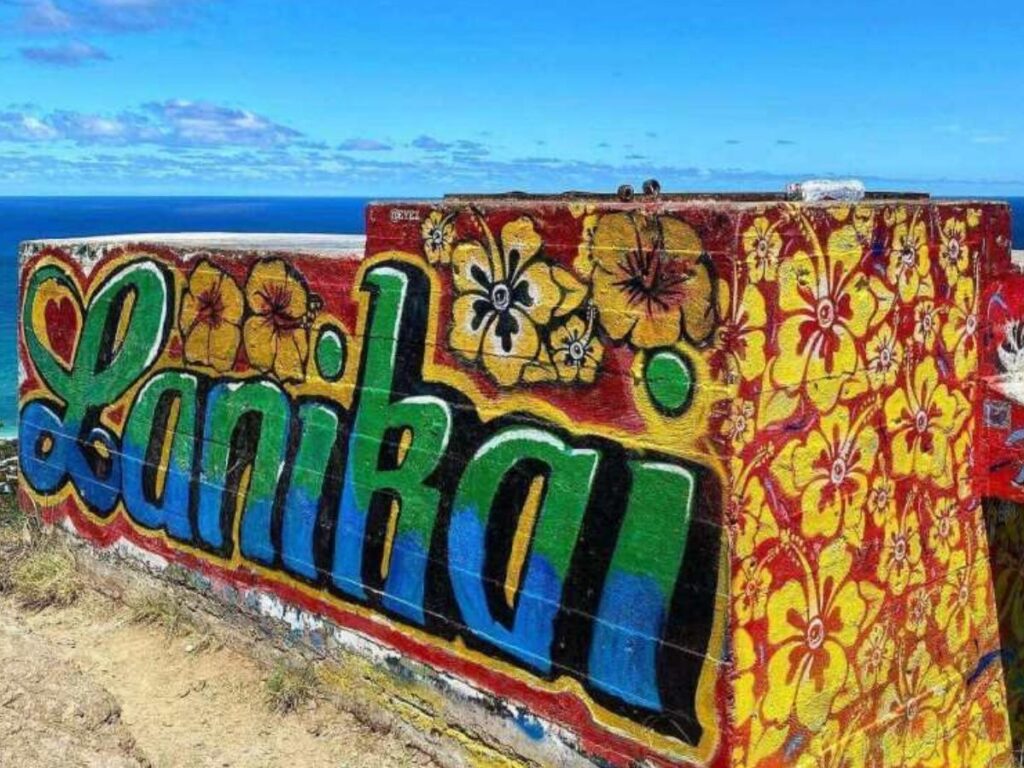 Old military bunker along the Kaʻiwa Ridge Trail with ocean views in Kailua Oahu