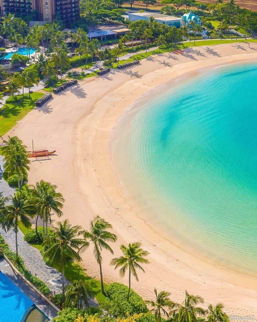 Evening walk along Ko Olina coastal path at sunset