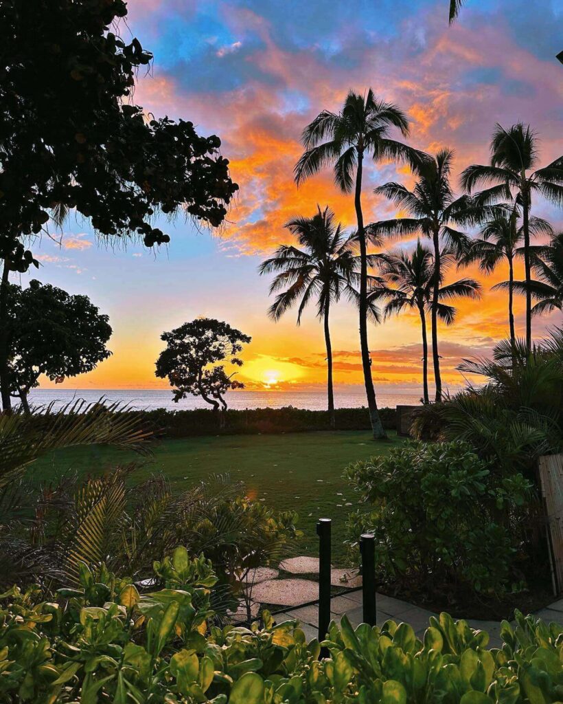 Sunset over Ko Olina lagoon in Kapolei Oahu