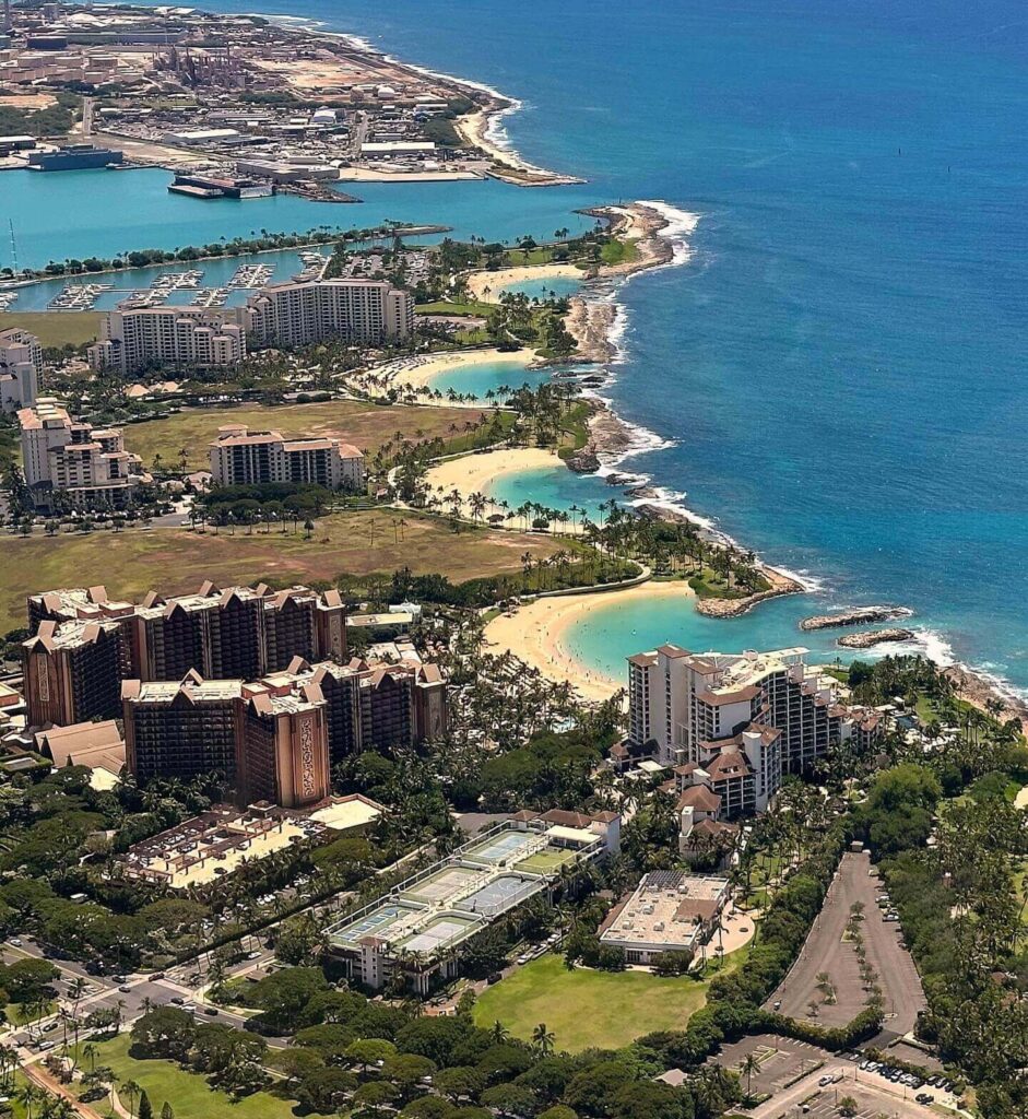 Resort view overlooking lagoon in Ko Olina Kapolei