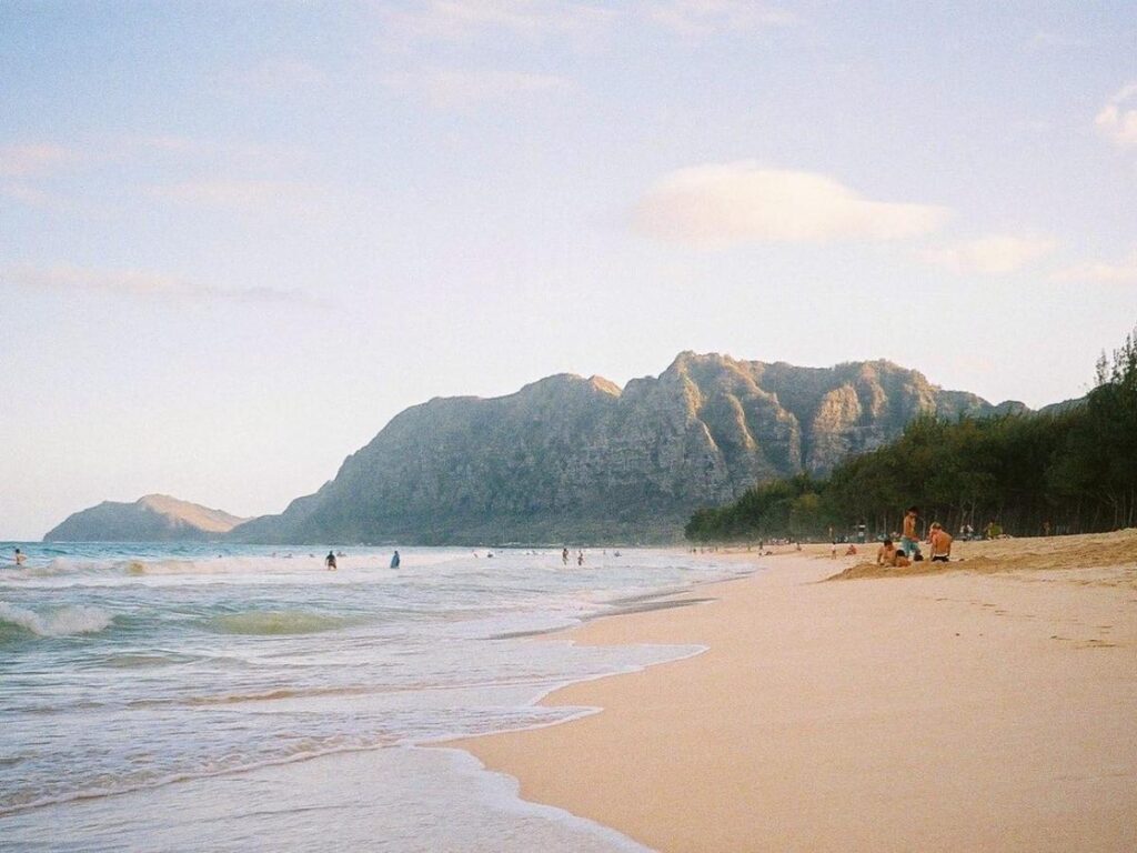 Early morning at Makaha Beach in Waianae on Oahu’s west side