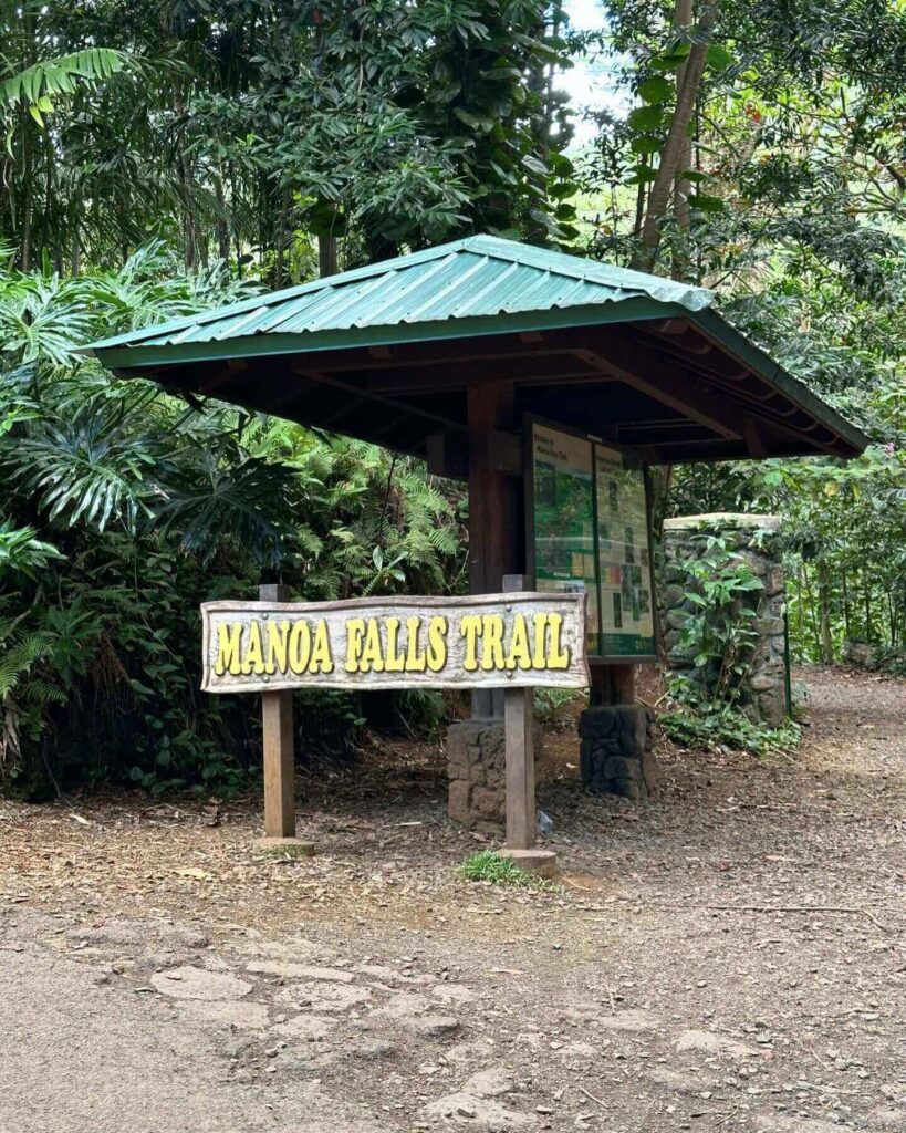 Entrance to the Manoa Falls Trail in Manoa Valley
