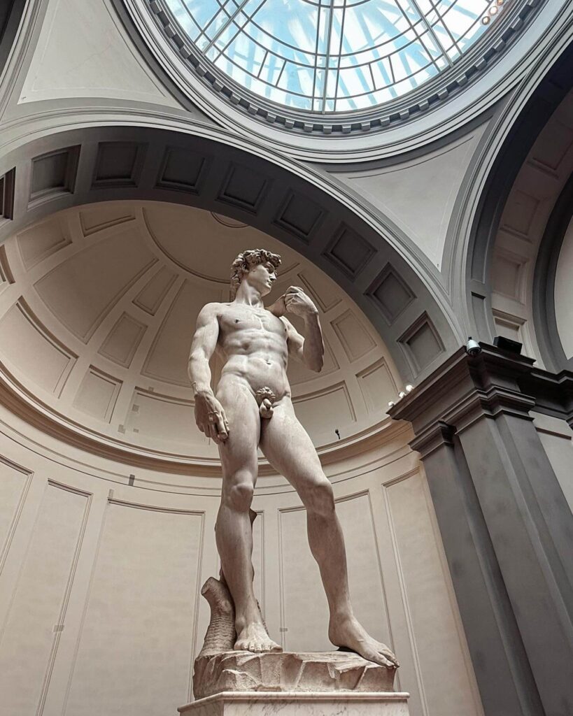 Michelangelo’s David sculpture inside Accademia Gallery in Florence