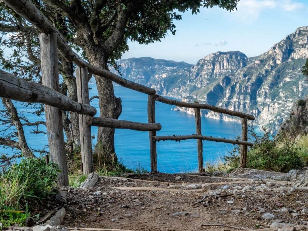 View of the Amalfi Coast from Path of the Gods hiking trail