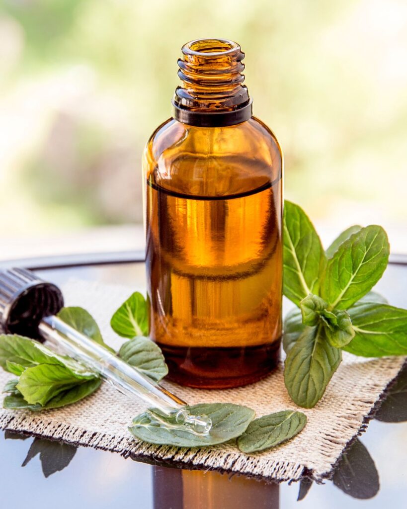 Peppermint essential oil bottle