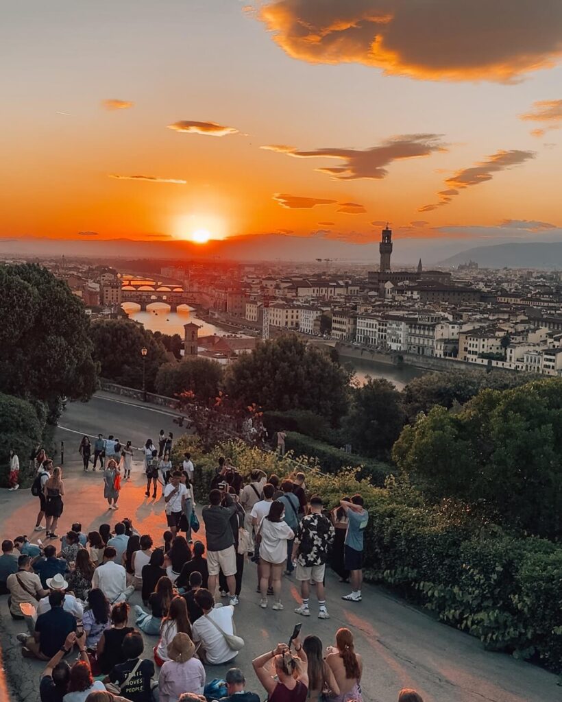 People watching sunset over Florence from Piazzale Michelangelo