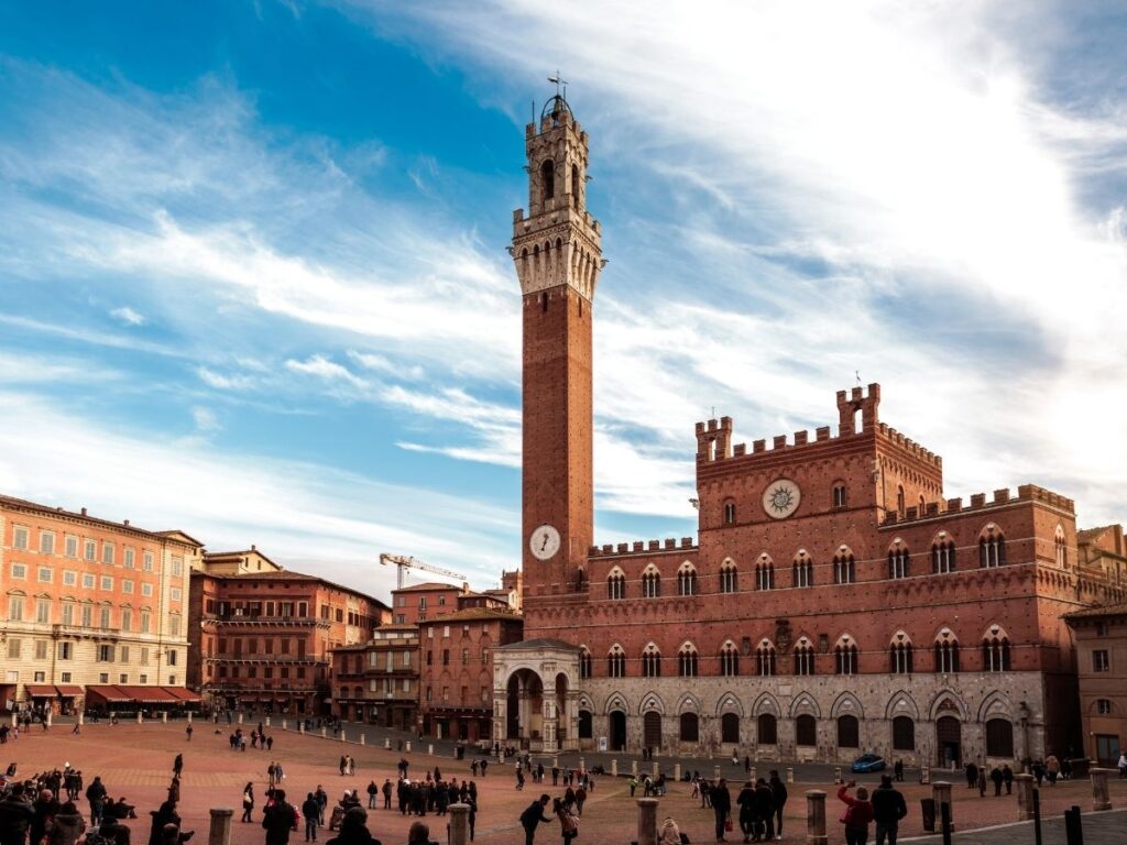 Siena with historic buildings and cafés