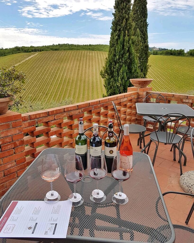 Tuscan wine at an outdoor enoteca in Florence
